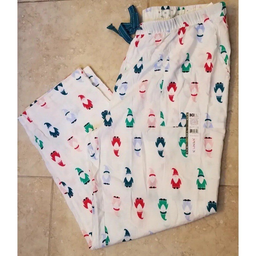 Joyspun Women Soft Flannel Lounge Sleep Pants Holiday‎ Gnomes size X-Large NEW